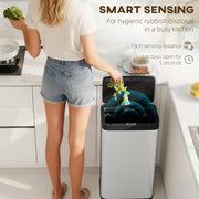 45L Motion Sensor Kitchen Bin with Soft Close Lid for Home or Office Use Silver AOSOM