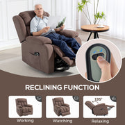 Electric Recliner Chair with Eight Point Massage and Lift Function for Elderly, Dark Brown