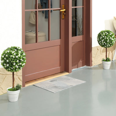 Set of 2 Artificial Topiary Trees with White Roses 60cm for Indoor and Outdoor by HOMCOM