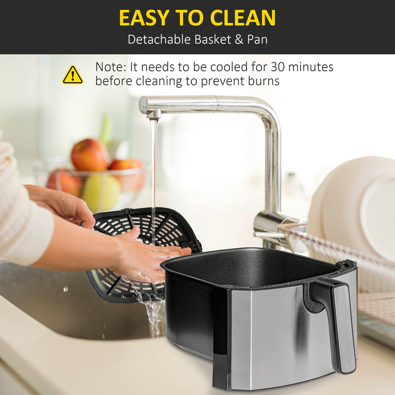 6.5L Black and Grey Air Fryer With Single Basket and Adjustable Temperature Control