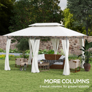 3 x 4m Metal Gazebo with Two-Tier Roof in Cream White by Outsunny
