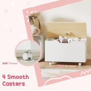 Toy Storage Chest with Wheels and Safety Hinges for Toddlers Playroom or Bedroom White AOSOM