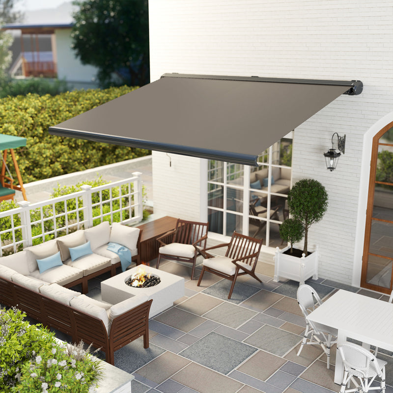 4x3m Electric Retractable Awning with Remote Control UPF50+ Sun Shade Light Grey by Outsunny
