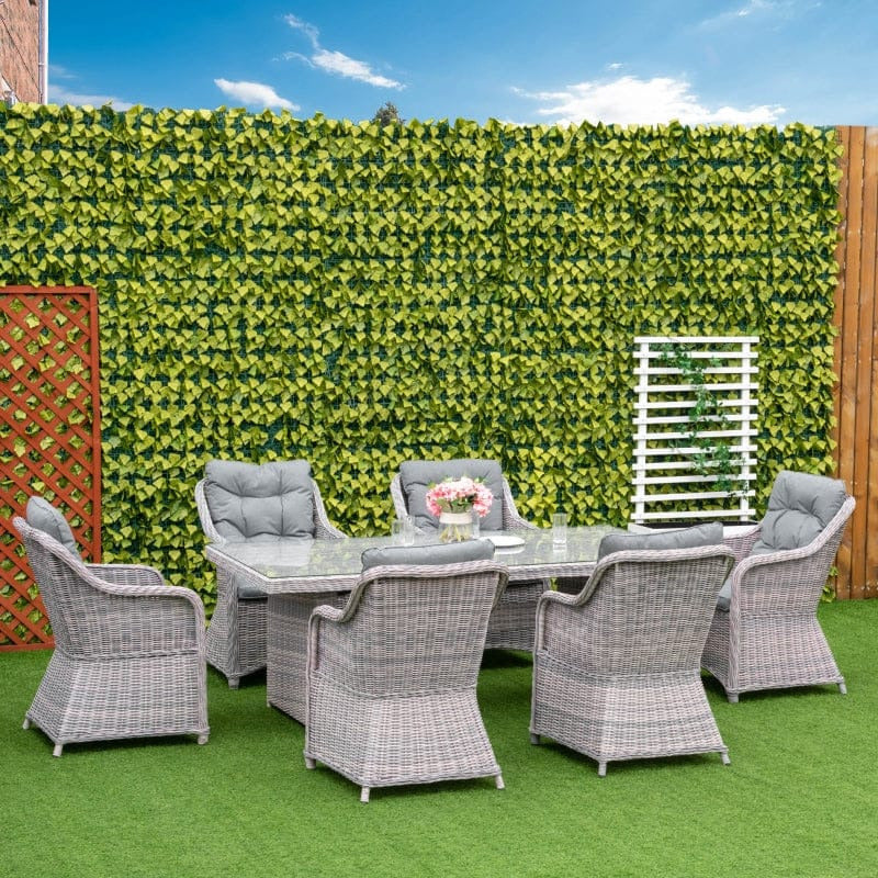 Outsunny 6 Seater Rattan Dining Set, Grey