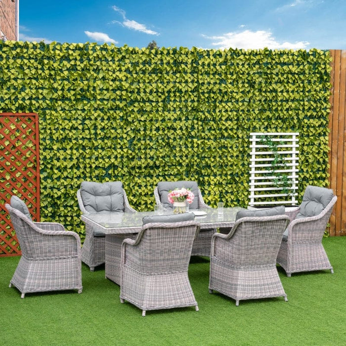 Outsunny 6 Seater Rattan Dining Set, Grey