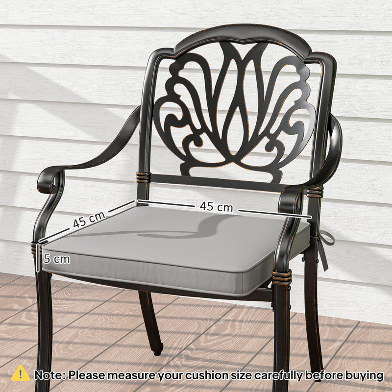 Light Grey Garden Chair Cushions Set of 2 Weather Resistant Outdoor Pads by Outsunny