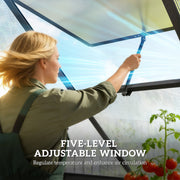 Walk-In Polycarbonate Greenhouse 6x6.5ft | Aluminium Frame, Roof Vent & Rain Gutter – Black Outsunny