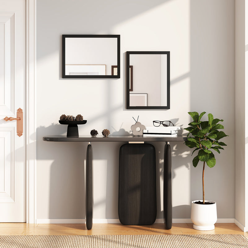 HOMCOM Wall Bathroom Mirror, 30 x 40 cm Wall-Mounted Mirror for Living Room, Bedroom, Hallway, Set of 2, Black AOSOM