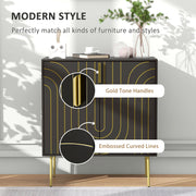 Art Deco Style Sideboard with Adjustable Shelf Ideal for Dining or Living Room Black Gold