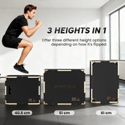 Wooden Plyo Jump Box Non Slip Surface For Home Fitness And Cardio Workouts Natural AOSOM