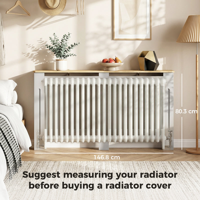 Radiator Cover with Extra Shelf and Slatted Front for Safe Heat Flow Grey Homcom