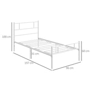 Single Metal Bed Frame with Headboard Footboard and 31cm Underbed Storage Black