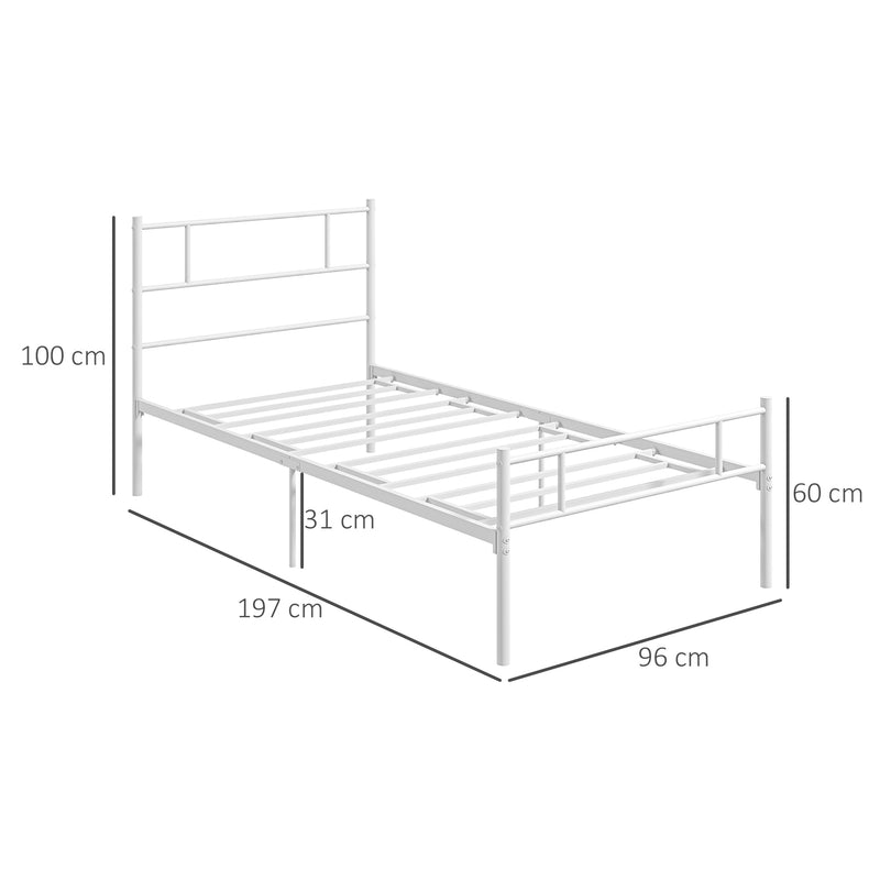 Single Metal Bed Frame with Headboard Footboard and 31cm Underbed Storage Black