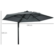 Dark Grey 25m Wall Mounted Garden Parasol With 180 Degree Rotating Canopy For Patio