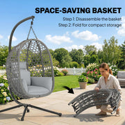 Hanging Egg Chair with Stand, Cushion & Headrest For Garden, Patio & Balcony Outsunny