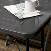 Folding 6 Seater Rectangular Garden Dining Table with HDPE Top and Steel Frame Charcoal Grey by Outsunny