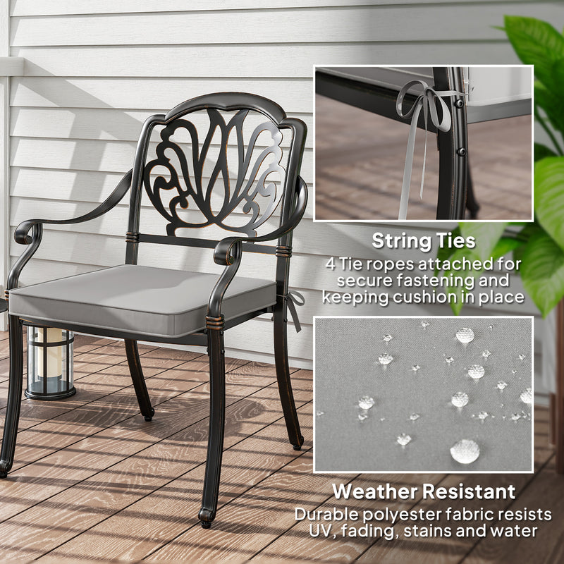 Light Grey Garden Chair Cushions Set of 2 Weather Resistant Outdoor Pads by Outsunny