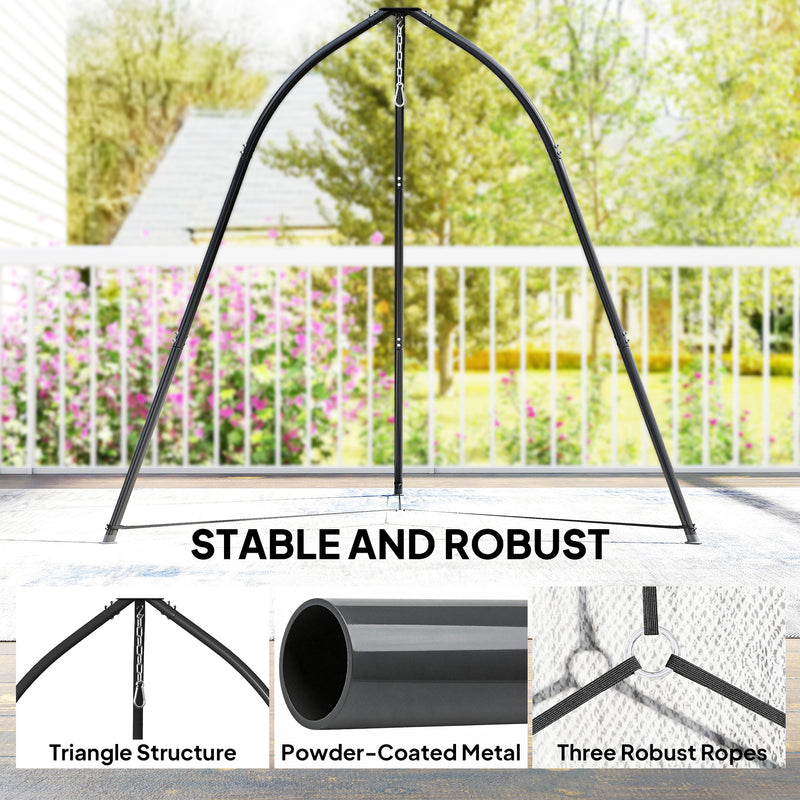 Hammock Chair Stand for Garden or Patio with Adjustable Height and Weather Resistant Frame Black AOSOM