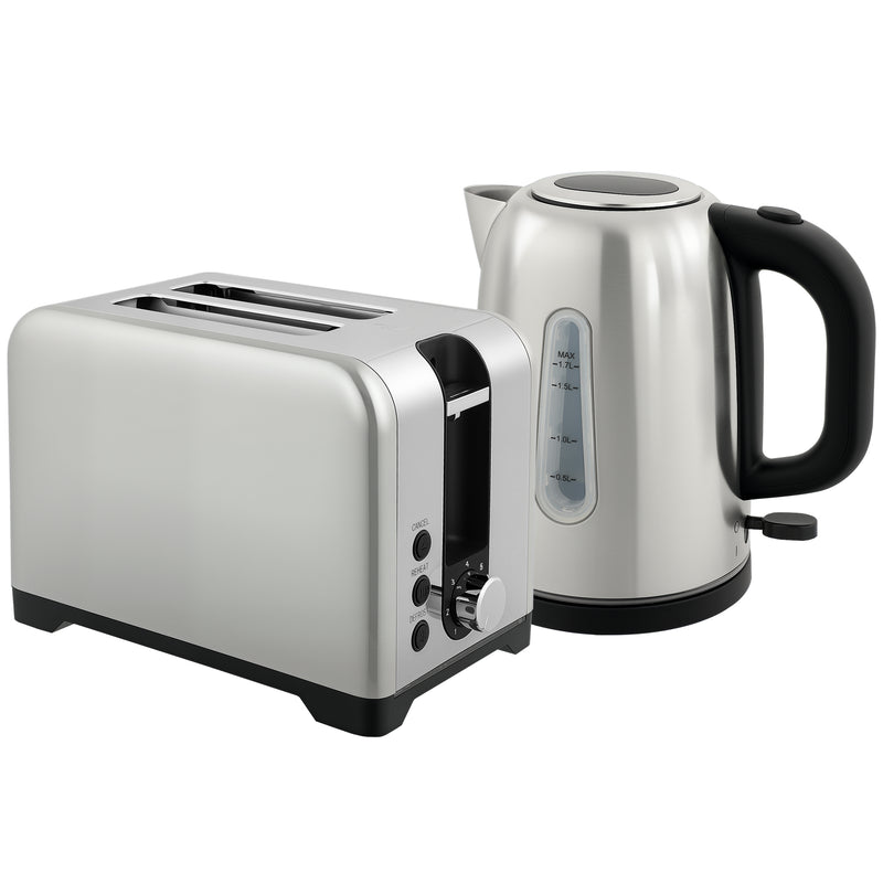 Polished Toaster and Kettle Set with Fast Boil Ideal for Modern Kitchens Silver Tone