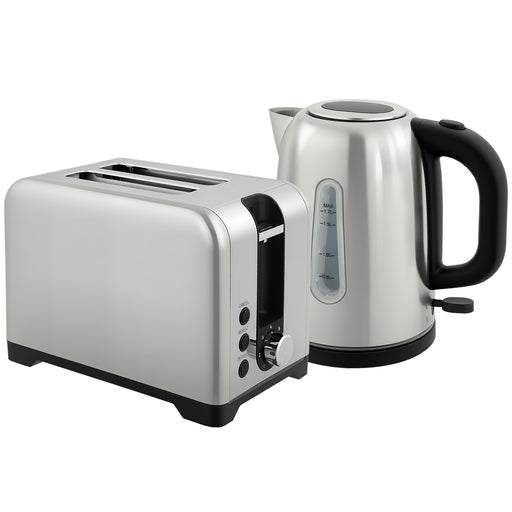 Polished Toaster and Kettle Set with Fast Boil Ideal for Modern Kitchens Silver Tone