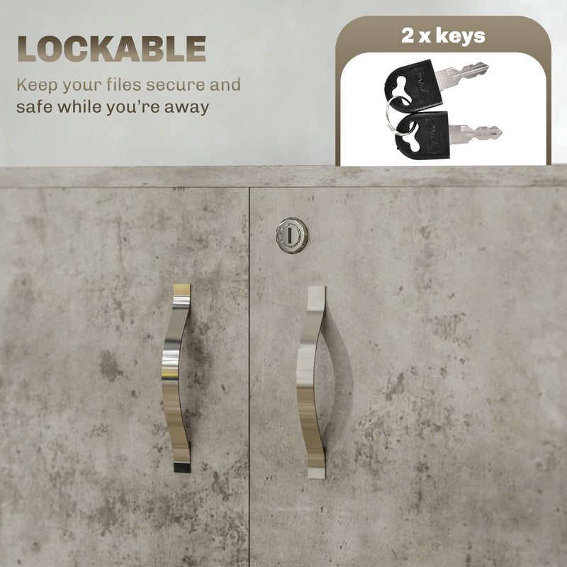 Grey Two Tier Locking Office Storage Cabinet with Shelves by Vinsetto