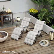 Light Grey Sun Lounger Cushions Set of 2 Thick Replacement Pads with Ties UPF20+ by Outsunny