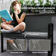 Grey Black Two Seater Rattan Garden Bench Weather Resistant by Outsunny