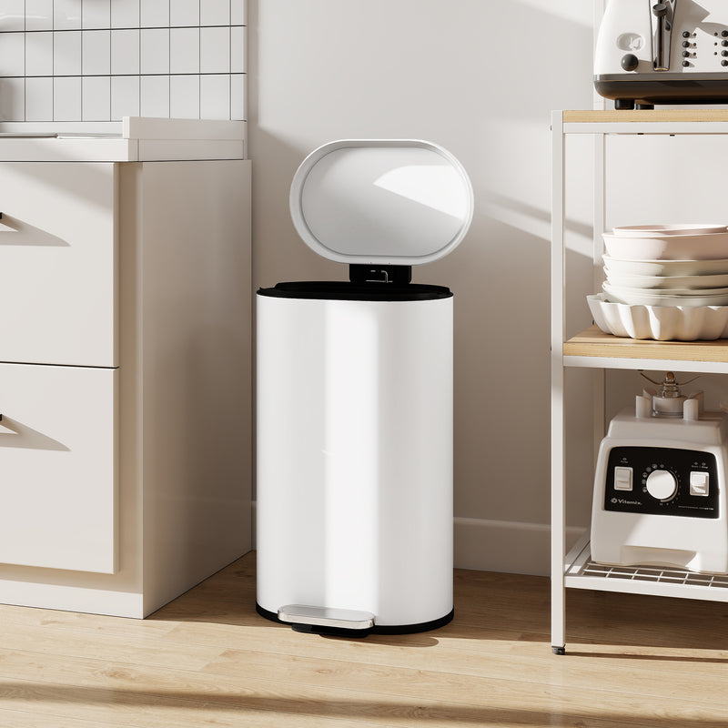 Cream 30L Curved Kitchen Bin with Soft Close Lid Ideal for Modern Homes