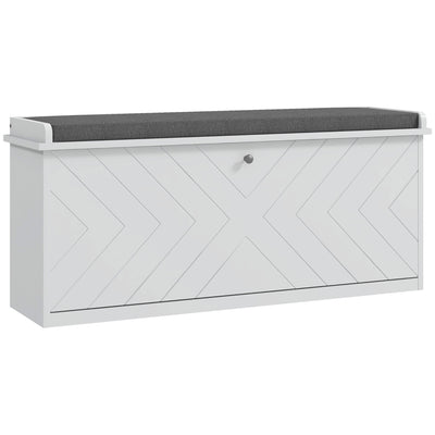 10 Shoe Storage Bench With Cushioned Seat Ideal For Hallways Or Bedrooms White Grey