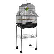 Tall Metal Bird Cage with Swing Perch and Tray for Budgies Finches Canaries, Black