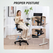 Ergonomic Black Mesh Drafting Chair with Adjustable Armrests and Footrest