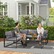 Grey 3 Piece L Shaped Garden Furniture Set with Cushions by Outsunny