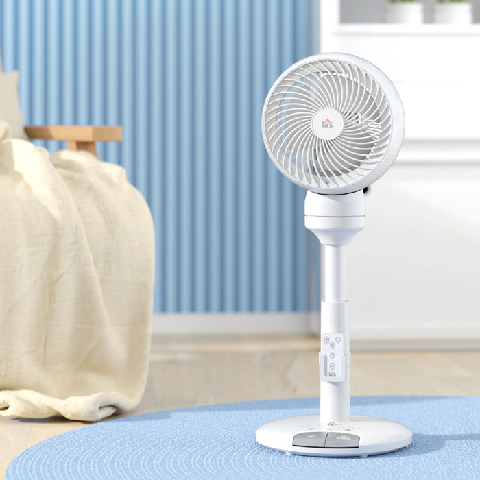 White 9 Inch Air Circulator Fan With 3 Speeds Remote Control and Adjustable Height by HOMCOM