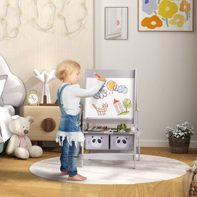 Grey 3-in-1 Kids Art Easel with Paper Roll and Storage by AIYAPLAY