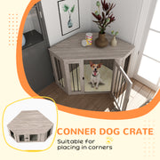 2 in 1 Dog Crate Side Table with Soft Cushion Ideal for Living Rooms Walnut Brown