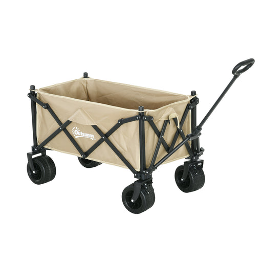 Khaki Folding Waggon Trolley With Carry Bag For Camping Beach Or Festival 120kg Capacity