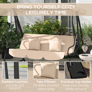 Three Seater Garden Swing Chair with Adjustable Canopy Light Brown by Outsunny