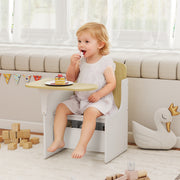 Kids Table and Chair Set With Storage Bins for Play and Learning Ages 3 to 5 White AOSOM