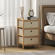Slim Chest of Drawers for Small Bedroom Storage with Bamboo Frame and Fabric Drawers Natural AOSOM