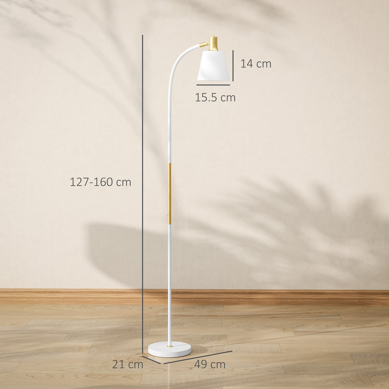 White Adjustable Floor Lamp for Living Room with Spotlight and Rocker Switch
