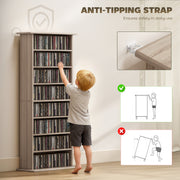 Tall Rotating CD Storage Tower With 360 Degree Access For Home Organisation Natural Wood AOSOM
