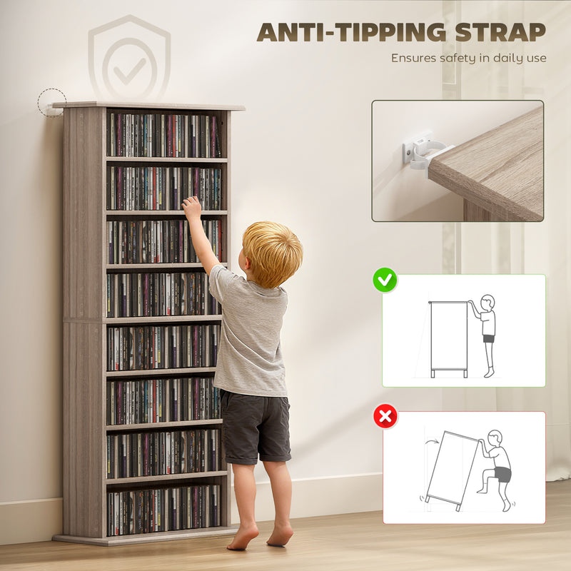 Tall Rotating CD Storage Tower With 360 Degree Access For Home Organisation Natural Wood AOSOM