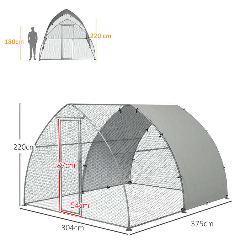 Large Outdoor Chicken Coop with Weatherproof Cover for 8 to 12 Hens Ducks or Rabbits Silver Tone