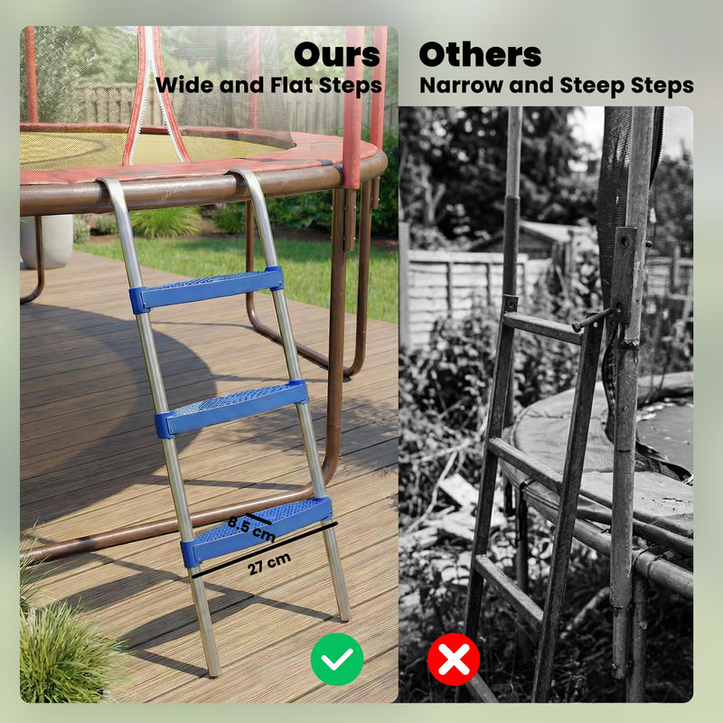 Trampoline Ladder for Safe Garden Access with Non Slip Steps and Stable Base Blue AOSOM