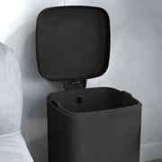 Black 12L Metal Kitchen Bin with Modern Boxy Design by HOMCOM