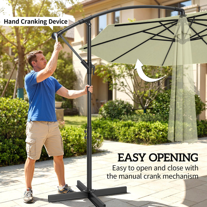 Cantilever Parasol for Garden Dining and Relaxing with Adjustable Shade With UPF 30+ UV Protection, Beige