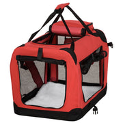 Foldable Soft Pet Carrier for Small Dogs and Cats with Mesh Windows and Storage Bags, Red