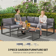 Grey 3 Piece L Shaped Garden Furniture Set with Cushions by Outsunny