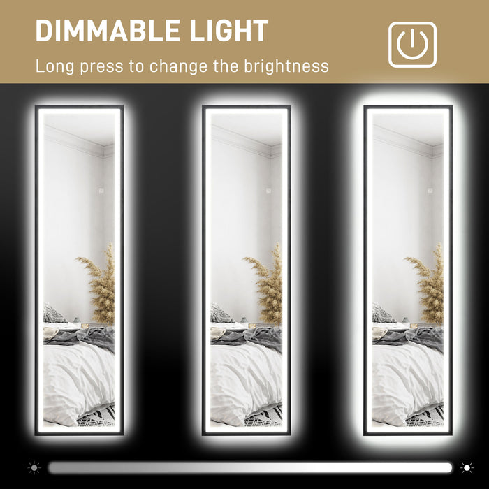 Full Length Black Mirror 150 x 40cm with Adjustable LED Lights by HOMCOM