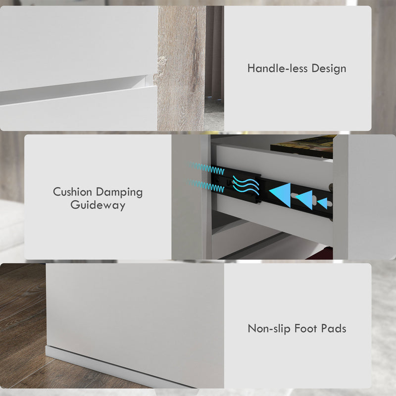 5 Drawer High Gloss Chest Of Drawers With Spacious Bedroom Storage Unit, White